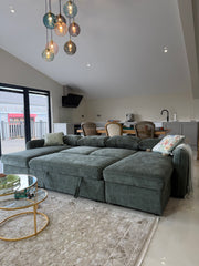 Moscow U Shaped Storage Sofa Bed - Olive