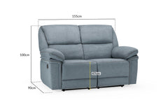 Elio Recliner Fabric 2 Seater Sofa - Grey