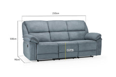 Elio Recliner Fabric 3 Seater Sofa - Grey