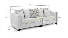 Evins Sofa 4 Seater Light  - Grey