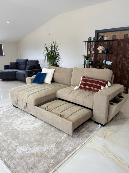 Franklin Universal Storage Sofa Bed With Cup Holders & USB/C Charging - Beige