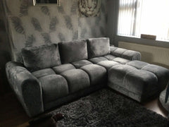 Azzuro Corner Sofa Bed With Storage - Universal Chaise - Plush Velvet  - Grey