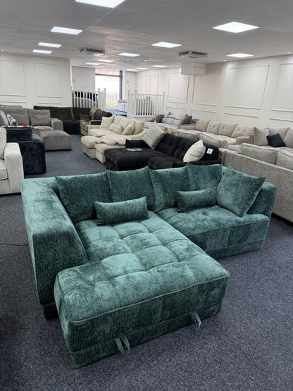 Brooklyn Electric Storage Right Hand Sofa Bed - Emerald