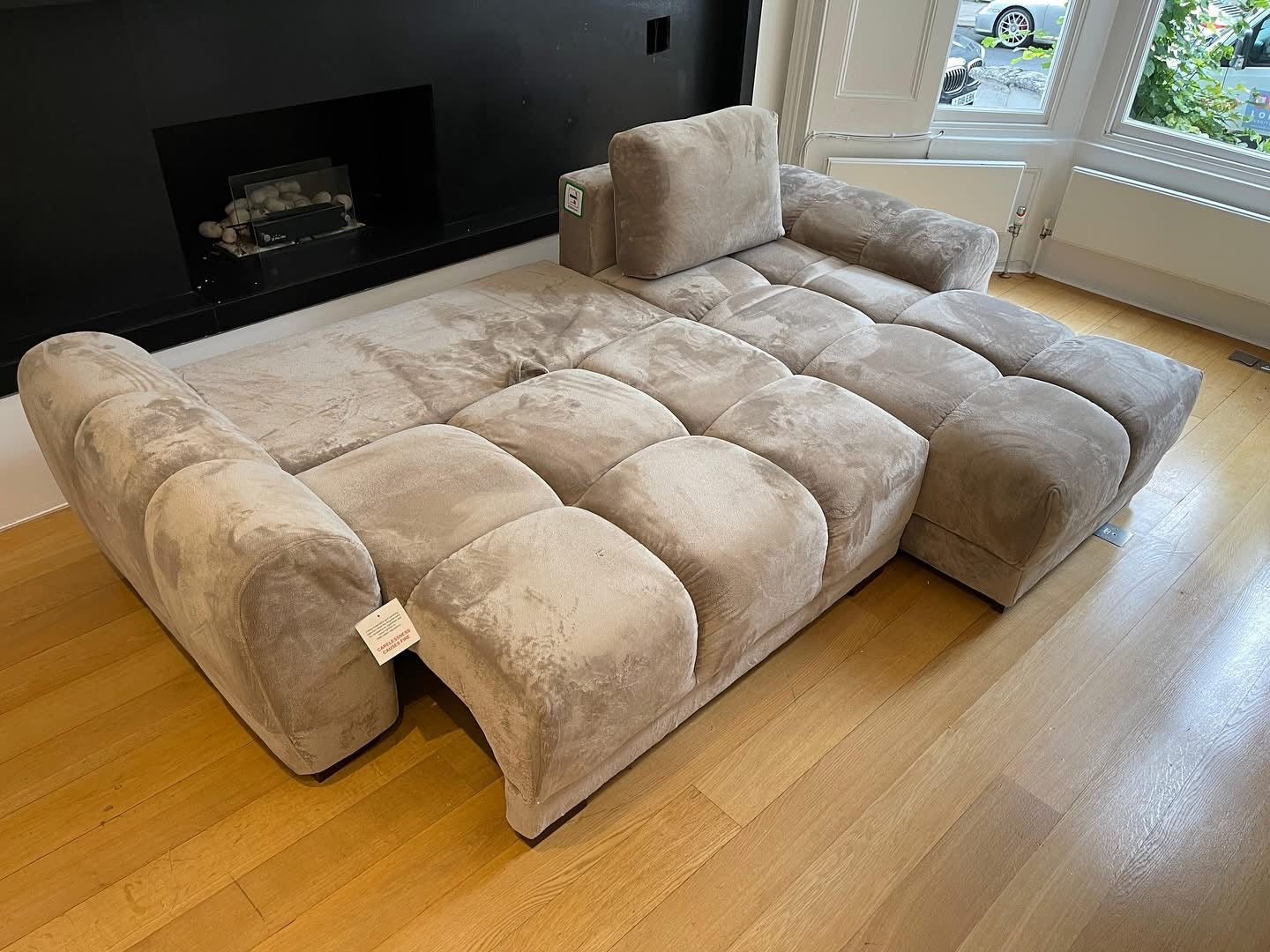 Azzuro Corner Sofa Bed With Storage - Universal Chaise - Plush Velvet  - Mocha