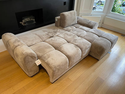 Azzuro Corner Sofa Bed With Storage - Universal Chaise - Plush Velvet  - Mocha