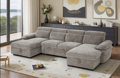 Hudson U Shape Storage Sofa Bed - Grey