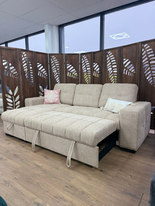 Palermo Universal Corner Sofabed With Storage – Beige