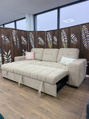 Palermo Universal Corner Sofabed With Storage - Beige