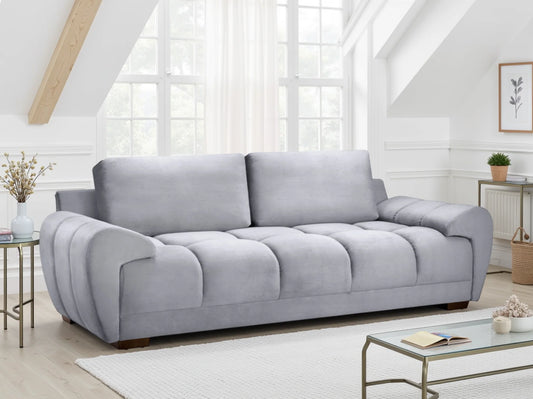 Azzuro 3 Seater Velvet Sofa – Grey – Plush Upholstered