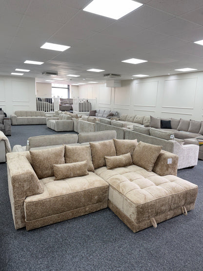 Brooklyn Electric Storage Right Hand Sofa Bed - Mushroom Beige