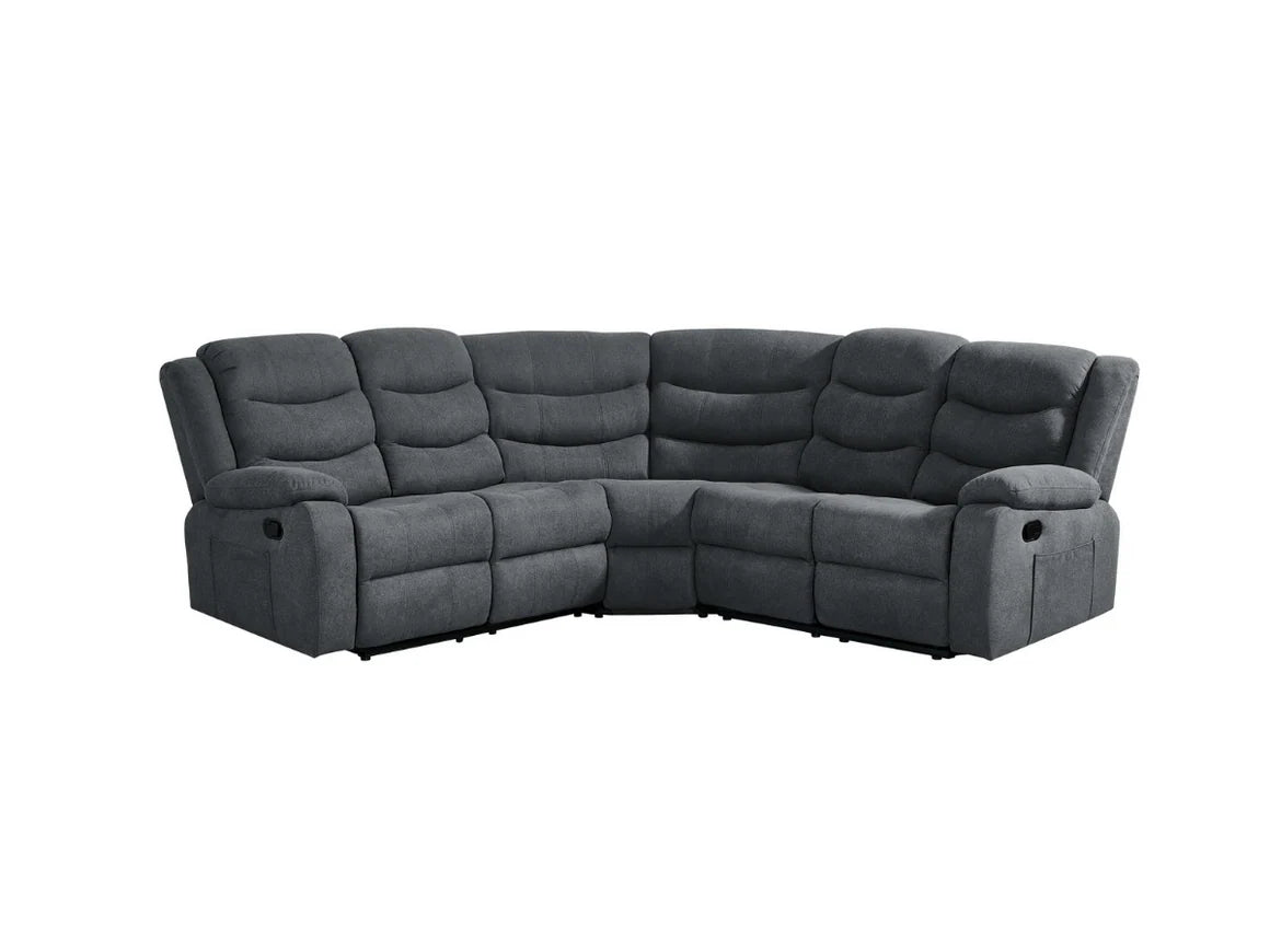 Roma Fabric Recliner Corner Sofa Grey