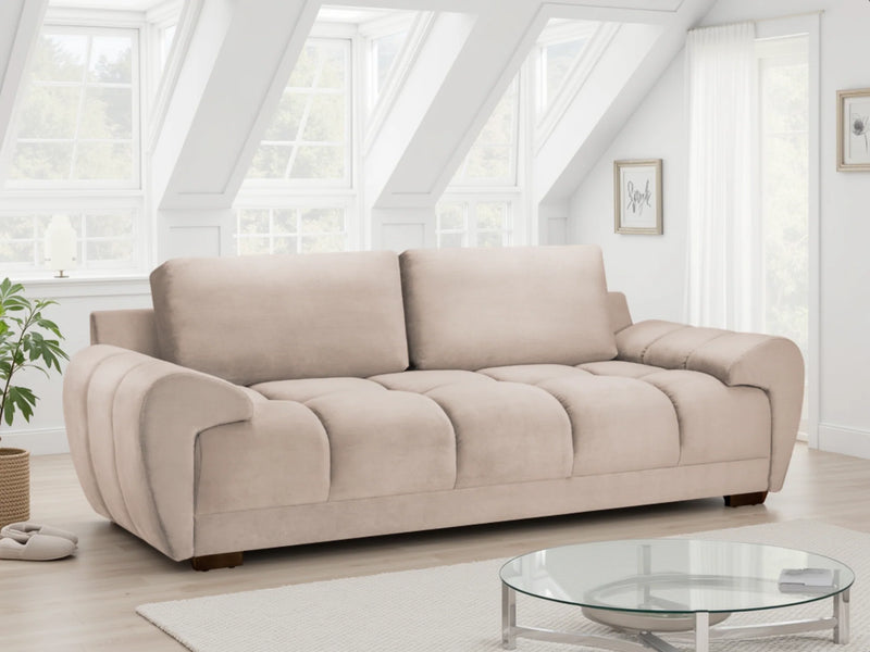 Azzuro 3 Seater Velvet Sofa - Mocha - Plush Upholstered