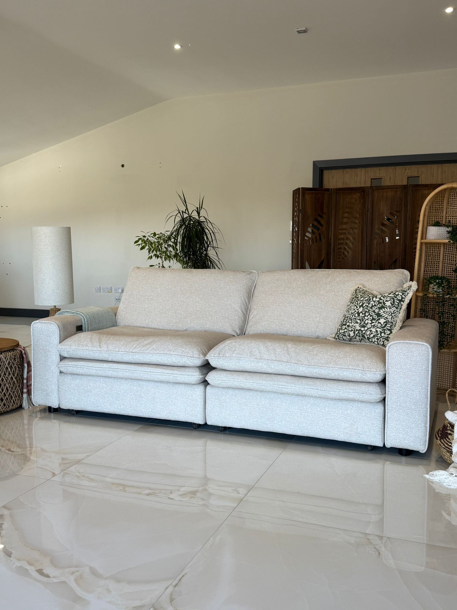 Florence Cloud Electric Seat Extension Sofa Bed  - Beige