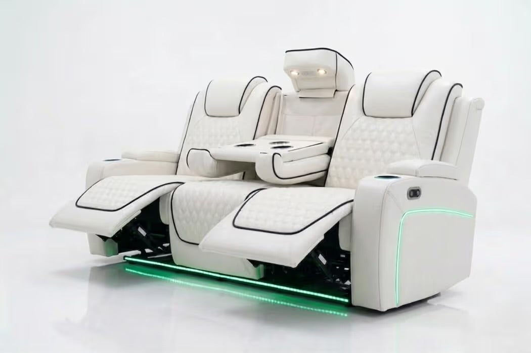 Tuscany 3+2 Electric Entertainment Recliner Sofa - Cream