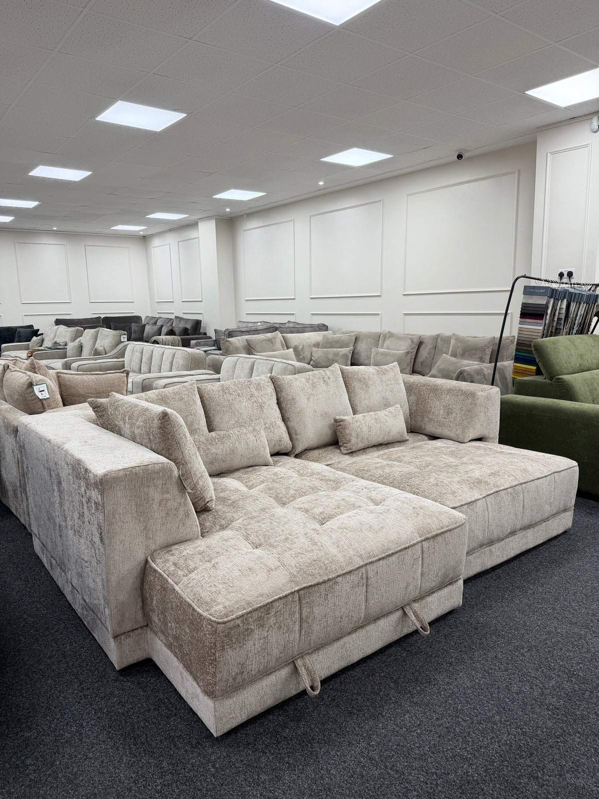 Brooklyn Electric Storage Left Hand Sofa Bed - Light Beige