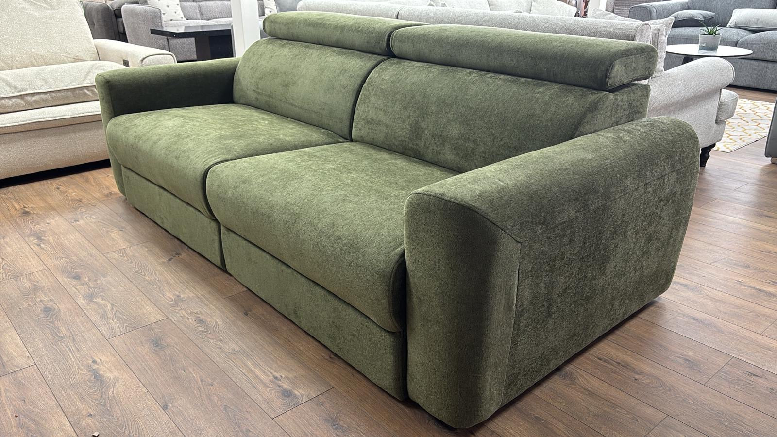 Dakota 3 Seater Electric Sofa Bed - Olive