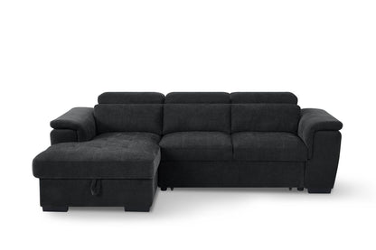 Alaya Storage L Shape Sofa Bed - Black