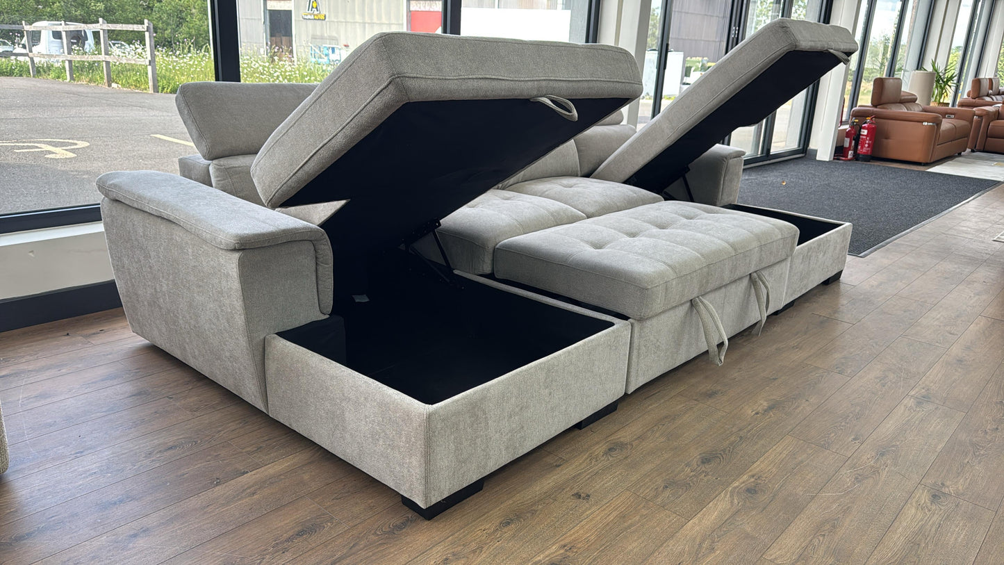 Alaya Storage U Shape Sofabed - Beige