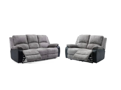 Rio Cord Fabric Recliner 3+2 Seater Sofa Grey
