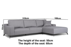 Firago Right Hand Corner Sofa - Grey
