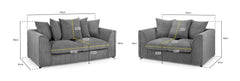 Florus Sofa 3+2 Seater - Grey