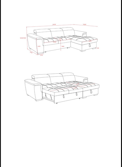 Alaya Storage L Shape Sofa Bed - Grey