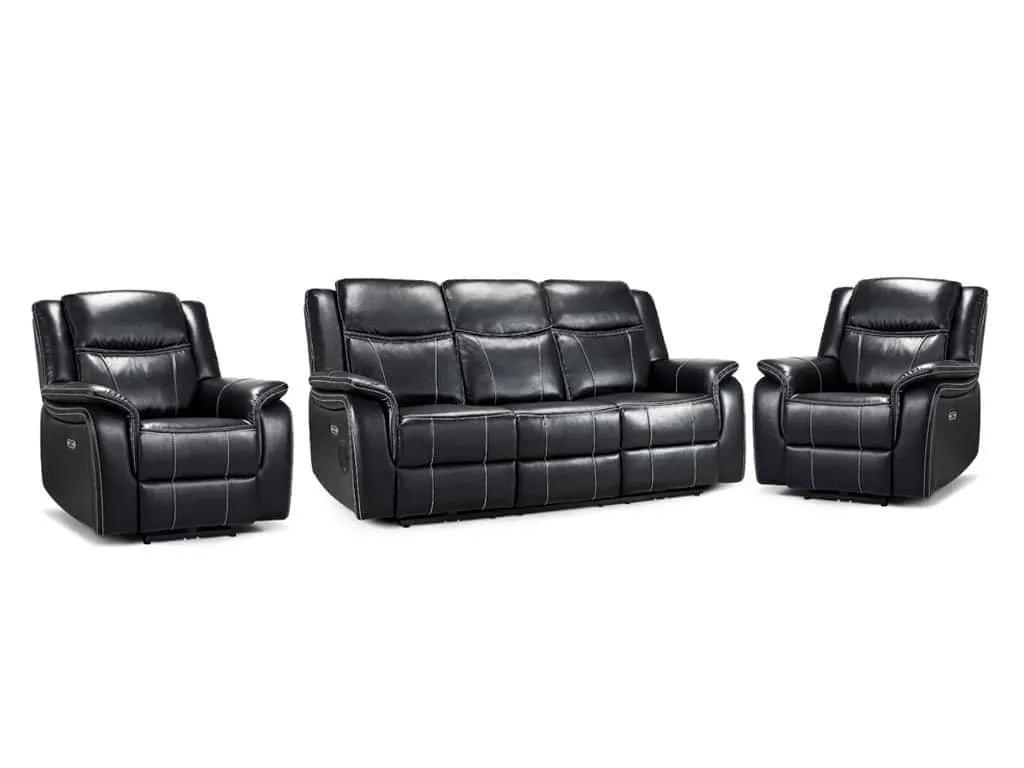 Galaxy Tech Electric Recliner 3+1+1 Seater Sofa - Black