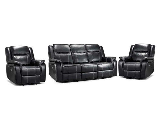 Galaxy Tech Electric Recliner 3+1+1 Seater Sofa - Black