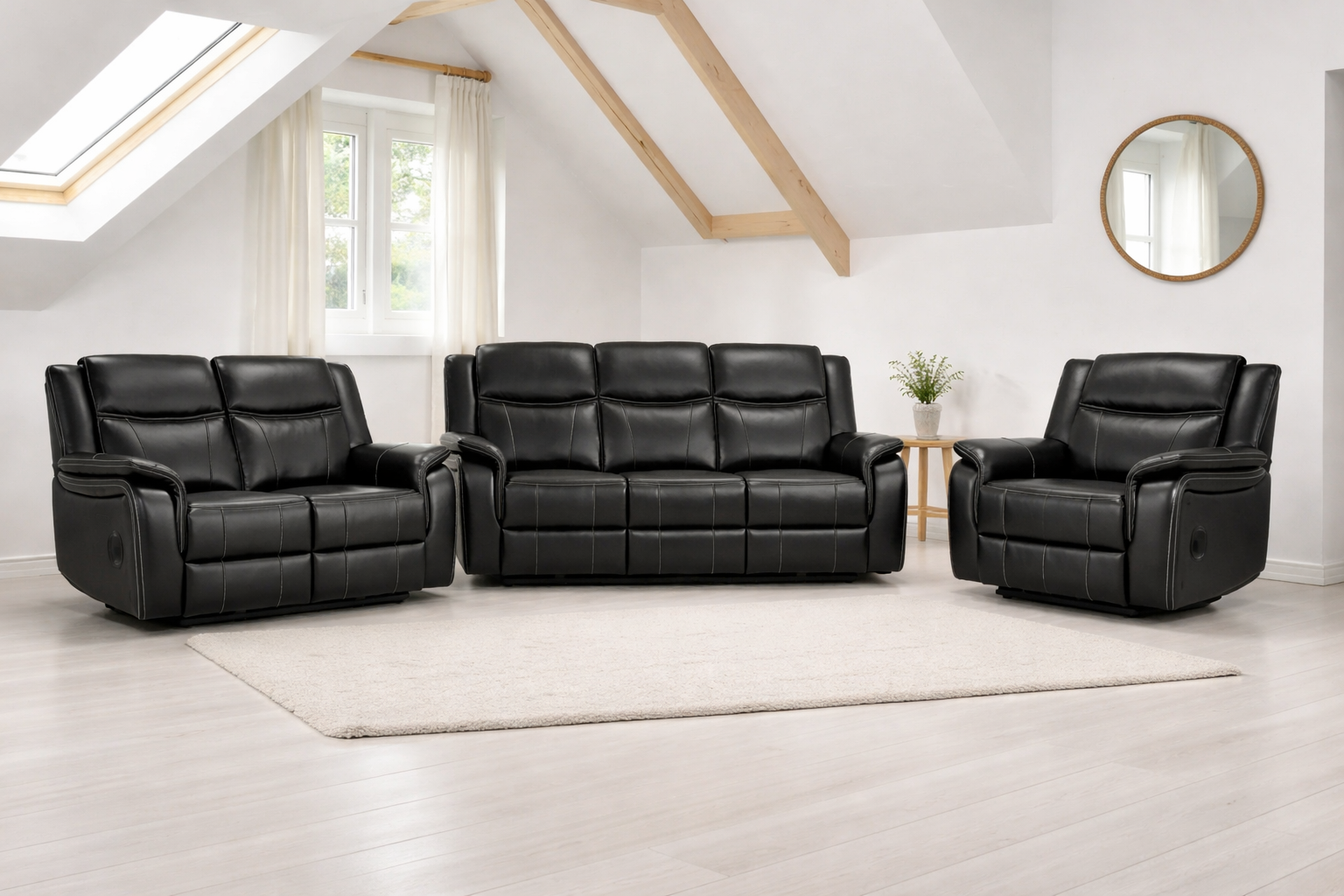 Galaxy Tech Electric Recliner 3+2+1 Seater Sofa - Black