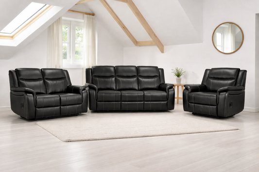 Galaxy Tech Electric Recliner 3+2+1 Seater Sofa - Black