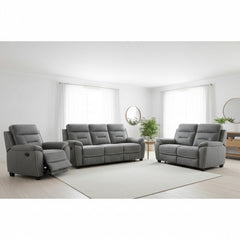 Galaxy Tech Electric Recliner Fabric 3+2+1 Sofa - Grey