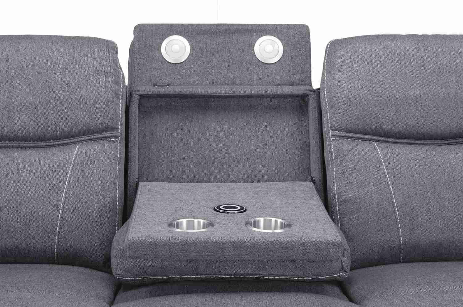 Galaxy Tech Fabric 3+2 Seater Sofa - Grey