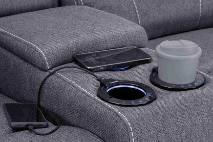 Galaxy Tech Fabric 3+2 Seater Sofa - Grey