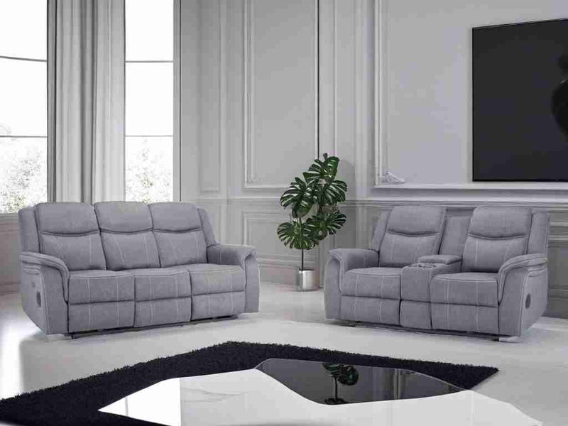 Galaxy Tech Fabric 3+2 Seater Sofa - Grey