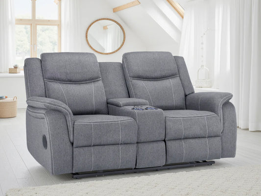 Galaxy Tech Recliner Fabric 2 Seater - Grey