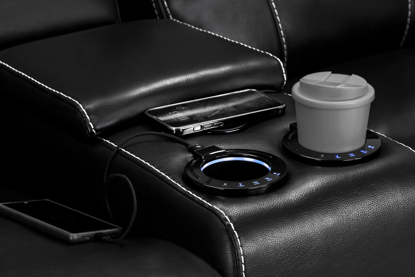 Galaxy Tech Recliner Leather 2 Seater Sofa