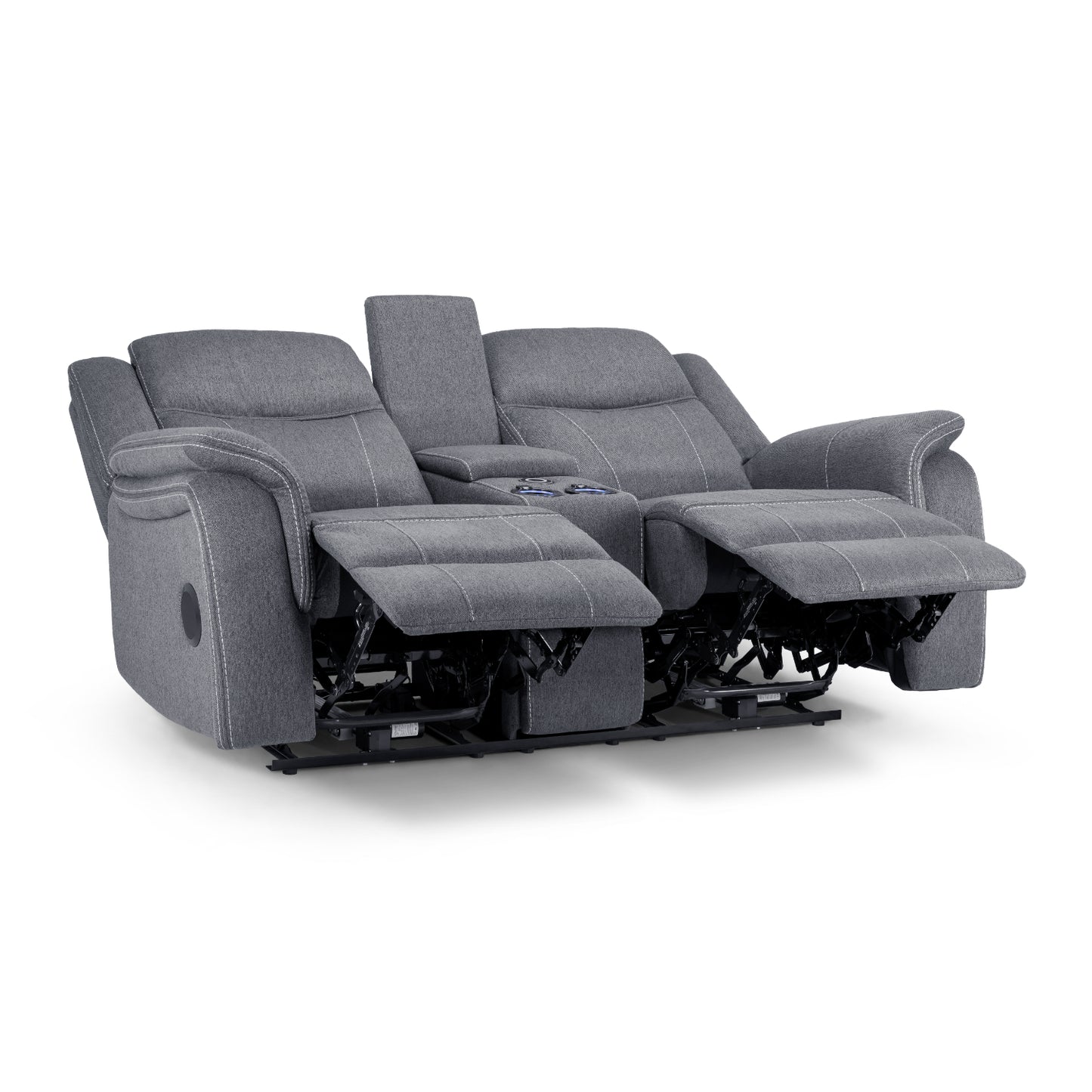 Galaxy Tech Recliner Fabric 2 Seater - Grey