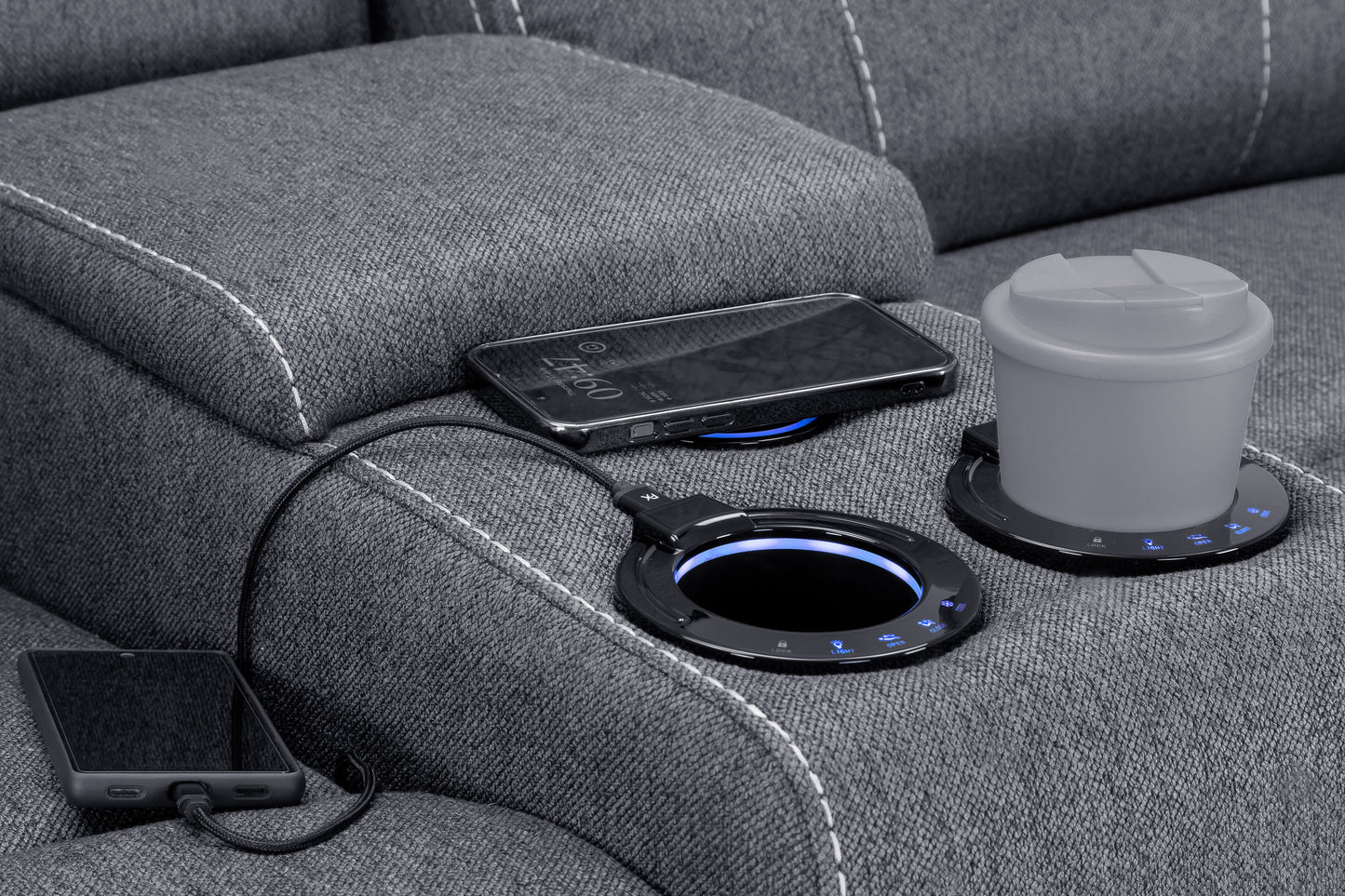 Galaxy Tech Recliner Fabric 2 Seater - Grey