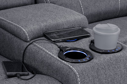 Galaxy Tech Recliner Fabric 2 Seater - Grey