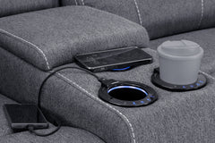 Galaxy Tech Recliner Fabric 2 Seater - Grey