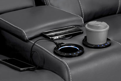 Galaxy Tech Recliner Leather 2 Seater Sofa