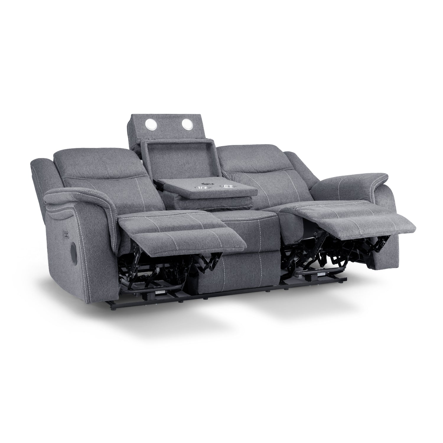 Galaxy Tech Recliner Fabric 3 Seater - Grey