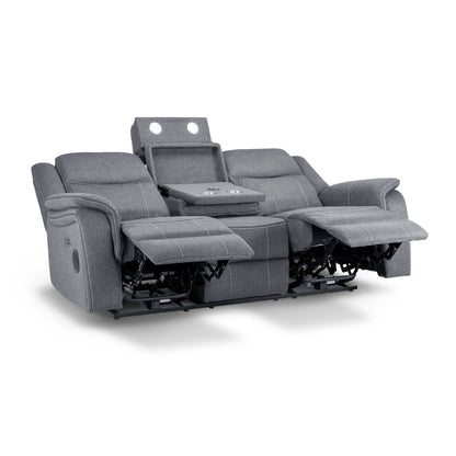Galaxy Tech Recliner Fabric 3 Seater - Grey