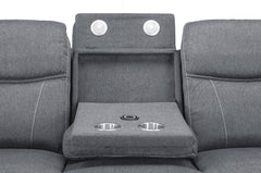 Galaxy Tech Recliner Fabric 3 Seater - Grey