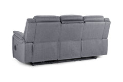 Galaxy Tech Recliner Fabric 3 Seater - Grey