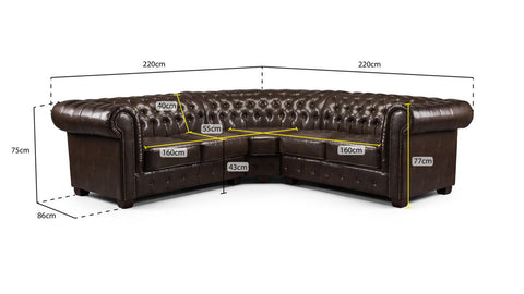 Ganta Large Corner Sofa - Brown