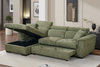 Green Chenille Fabric Corner Sofabed with Storage