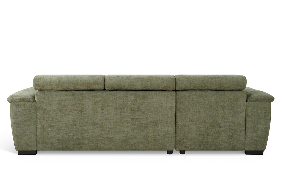 Green Chenille Fabric Corner Sofabed with Storage