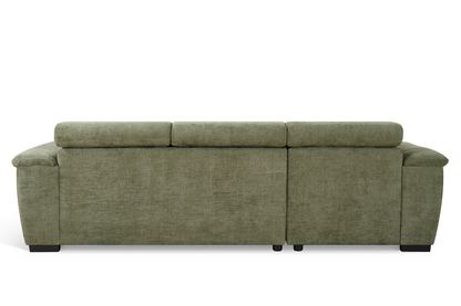 Green Chenille Fabric Corner Sofabed with Storage