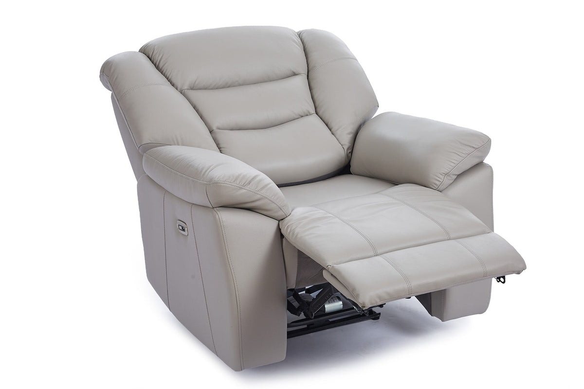 Giovanni 1 Seater Electric Recliner Chair - Grey Leather - Image 3